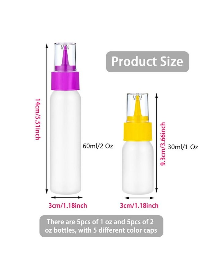 suoundey 10pcs Squeeze Writer Bottles 30ml/60ml Plastic Icing Bottles Small Easy Squeeze Bottle 1 And 2 Ounce For Cakes Cookie Decorating, Food Coloring, Food DIY & Ice Cream Decoration