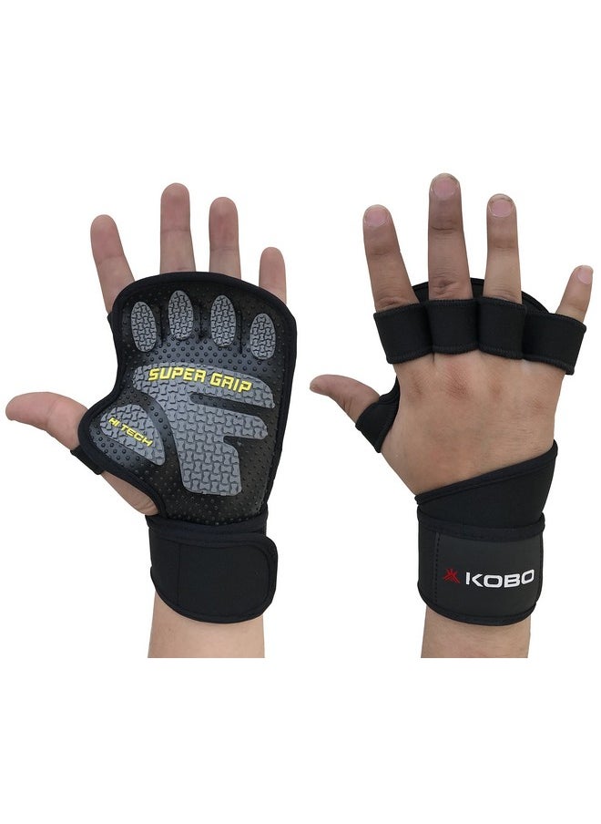 Kobo WTG-22 Lycra-Spandex Gym Gloves, Large (Black)