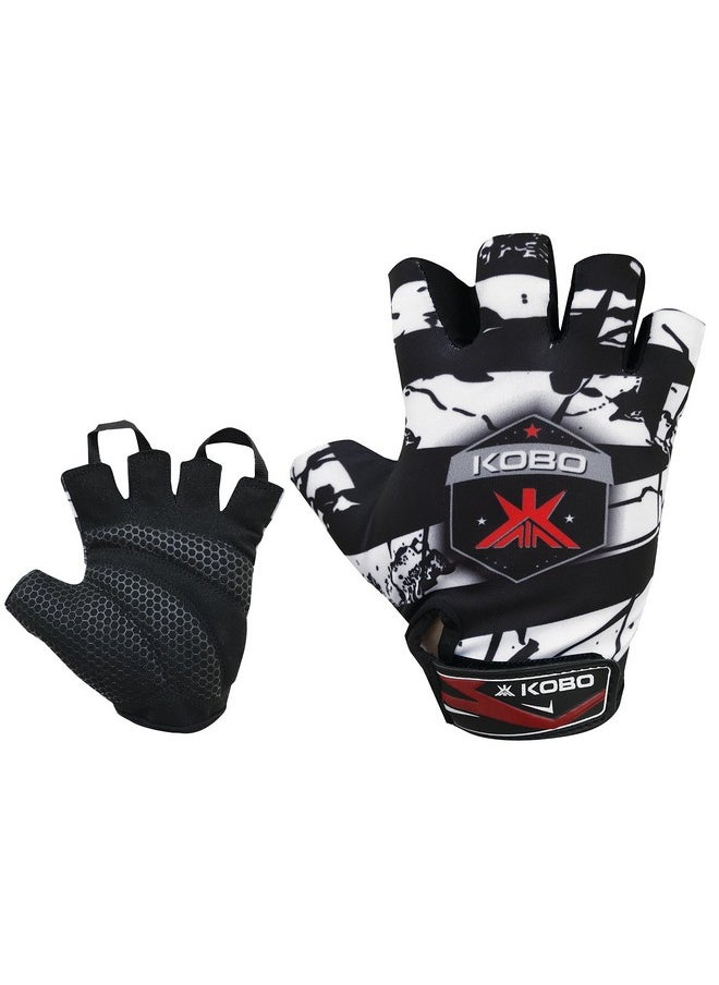 Kobo WTG-24 Lycra-Spandex Gym Gloves, Large (Black)