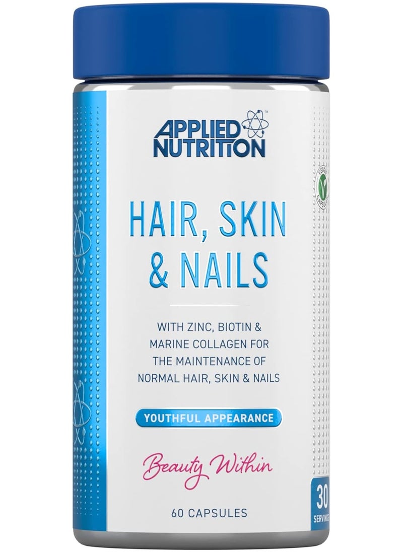 Applied Nutrition Biotin & Marine Collagen for Healthy Hair Growth, Skin & Nails Supplement - 60 Capsules (Pack of 2)