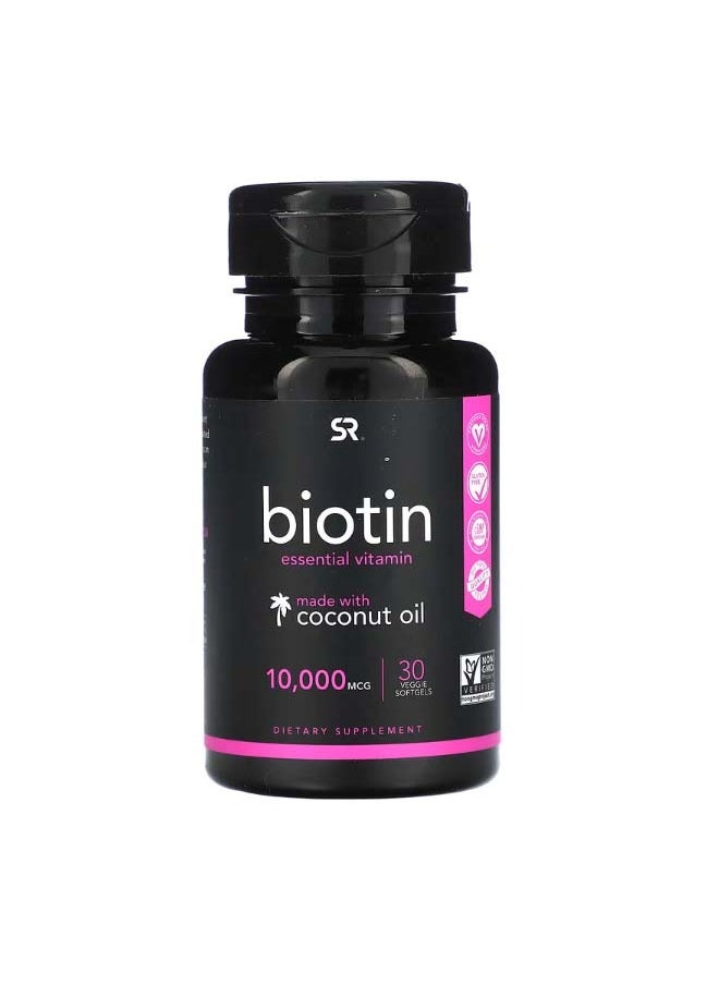 Biotin with Coconut Oil 10000 mcg 30 Veggie Softgels