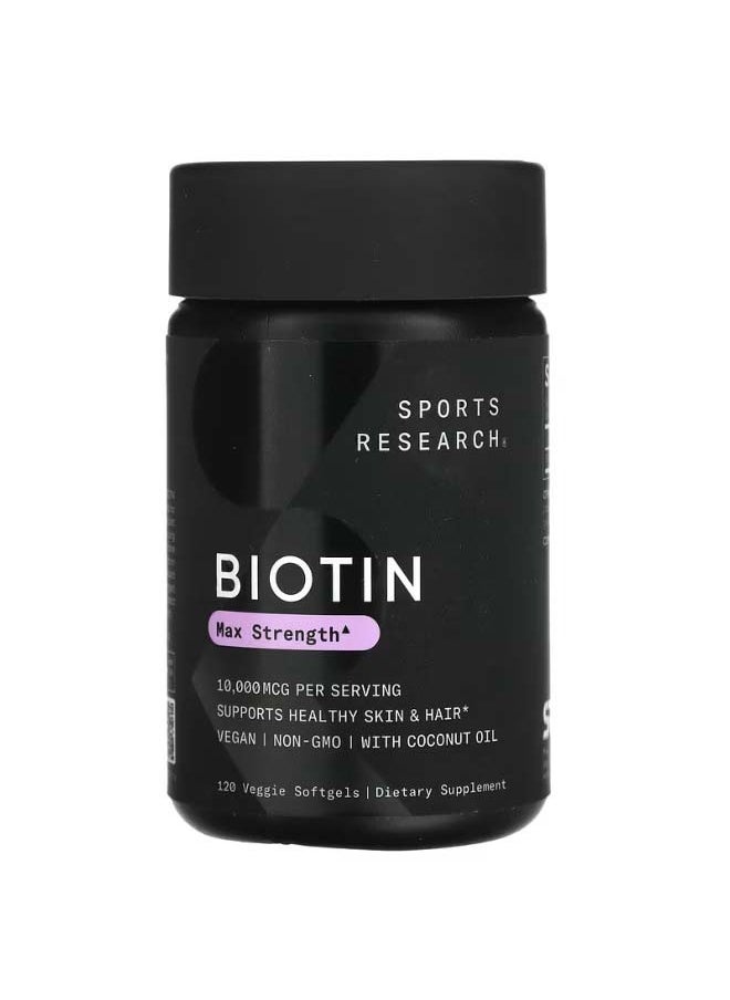 Biotin Max Strength 10000 mcg 120 Veggie Softgels