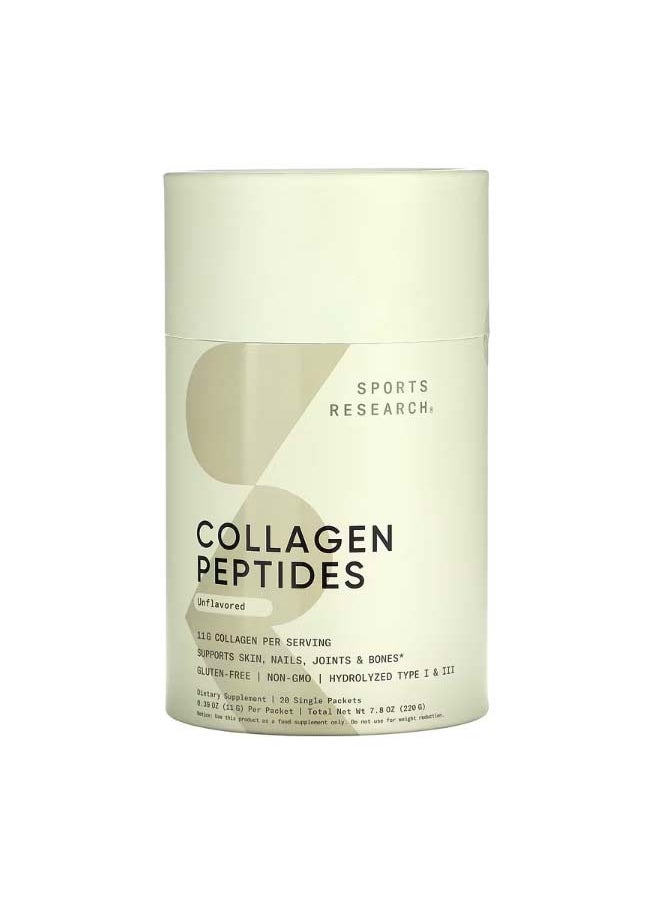 Collagen Peptides Unflavored 20 Single Packets 0.39 oz 11 g Each