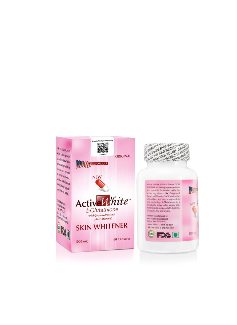 Active White Skin Whitener Capsules – Advanced L-Glutathione with Grapeseed and Vitamin C