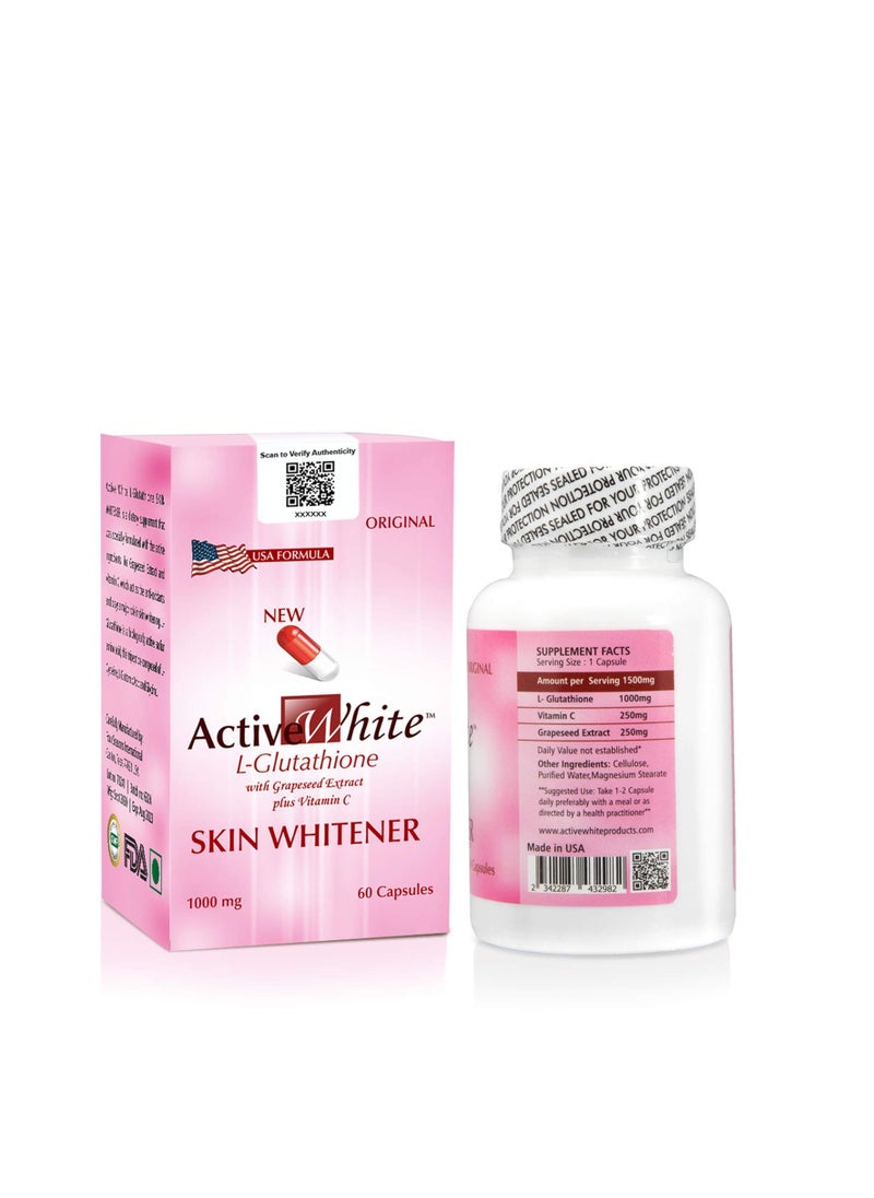 Active White Skin Whitener Capsules – Advanced L-Glutathione with Grapeseed and Vitamin C