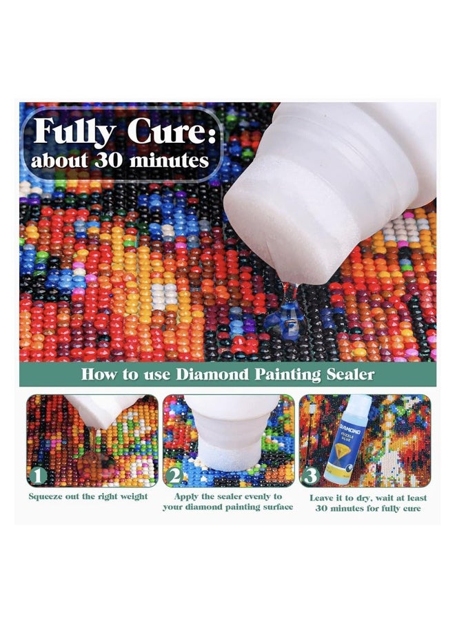 2PCS Diamond Painting Glue Sealing Wax Jigsaw Adhesive 240ML Diamond Painting Sealer Permanent Fixing and Glittering Effect Diamond Handicrafts Brightening Prevents Shedding Comes with Sponge Tip