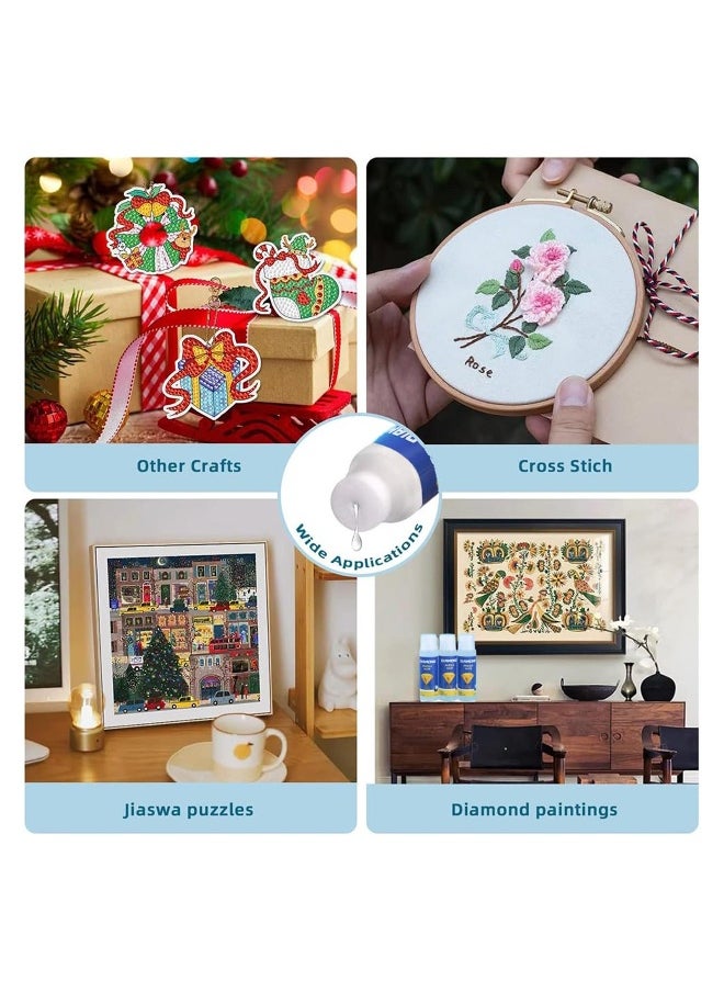 2PCS Diamond Painting Glue Sealing Wax Jigsaw Adhesive 240ML Diamond Painting Sealer Permanent Fixing and Glittering Effect Diamond Handicrafts Brightening Prevents Shedding Comes with Sponge Tip