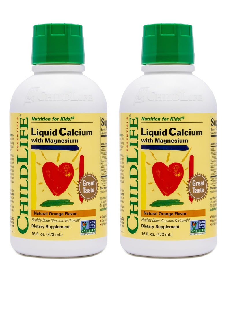 Liquid Calcium/Magnesium, Natural Orange Flavor, 16 oz 2-pack