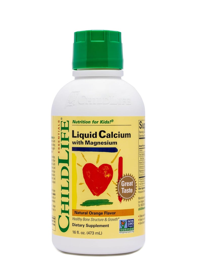 Liquid Calcium Magnesium Supplement - Supports Healthy Bone Growth for Children, Contains Calcium, Magnesium, Zinc, & Vitamin D3, All-Natural, Gluten Free & Non-GMO