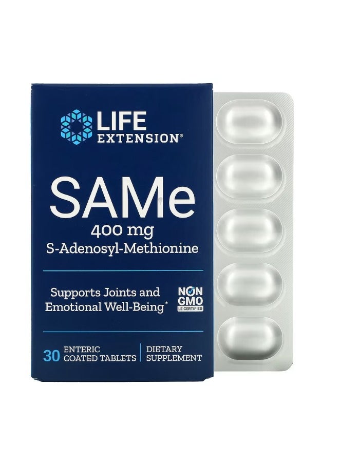 SAMe Disulfate Tosylate 400 mg 30 Enteric Coated Tablets