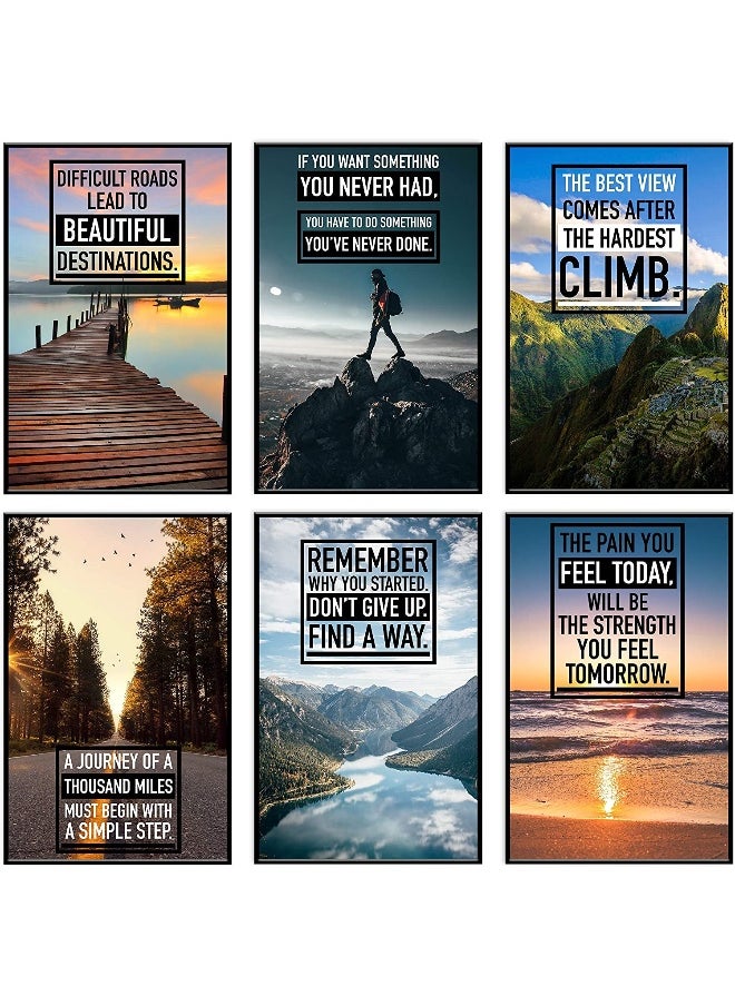 BPA  Inspirational Wall Art  Motivational Posters  Motivational Posters For Office Set of 6 11x17 in.