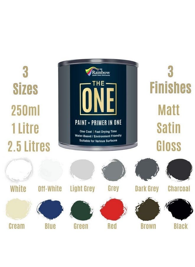 THE ONE Paint & Primer: Most Durable All-in-One Furniture Paint, Cabinet Paint, Front Door Paint, Wall Paint, Bathroom, Kitchen - Fast Drying Craft Paint Interior & Exterior (Black, Matte, 1 Liter)