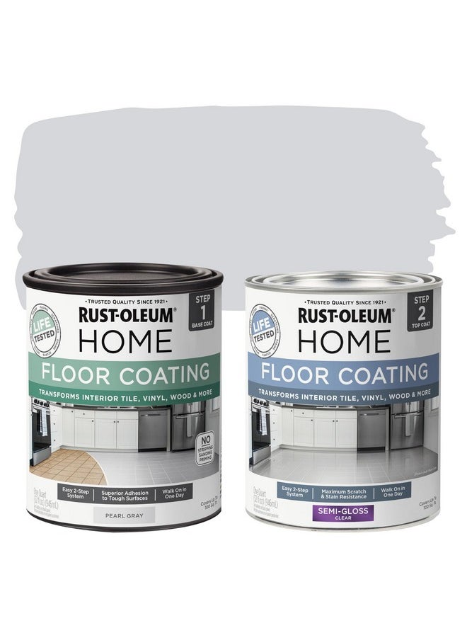 Rust-Oleum 367601 Home Interior Floor Coating Kit, Semi-Gloss Pearl Gray