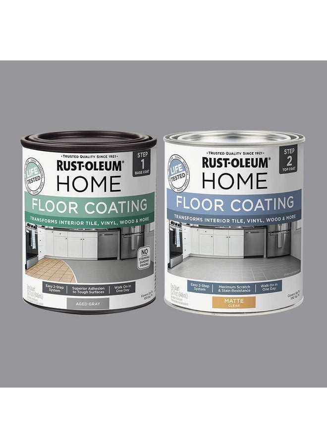 Rust-Oleum 367592 Home Interior Floor Coating Kit, Matte Aged Gray