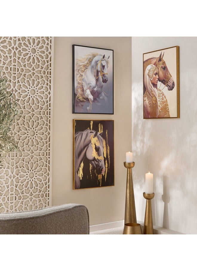 Iqra Samra Running Horse Framed Canvas With Foil 70 X 2.8 X 50 Cm