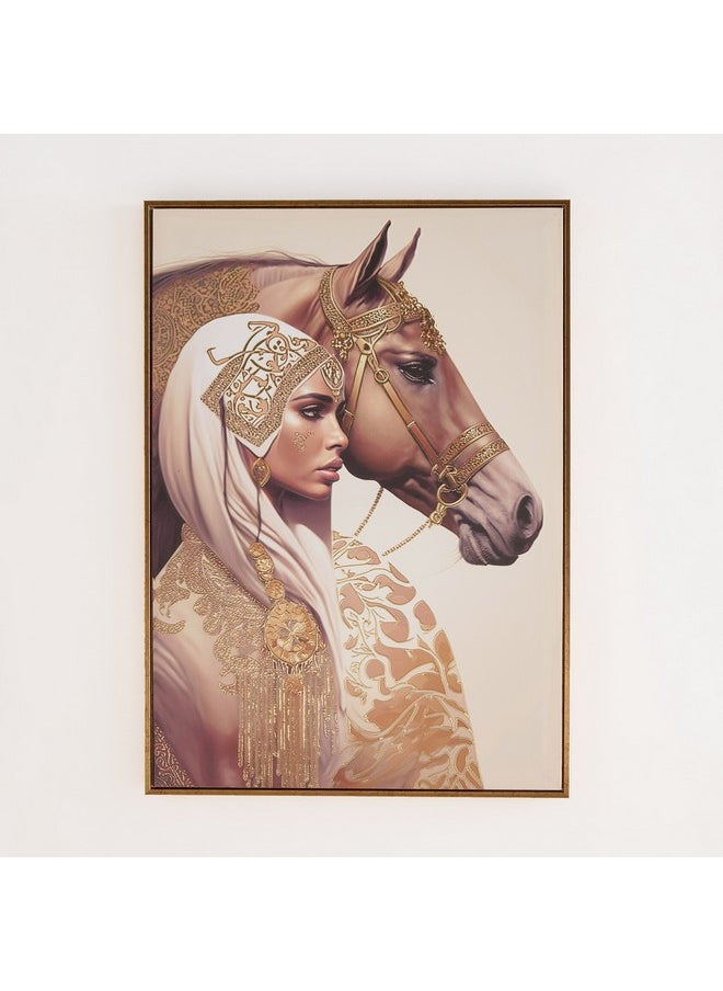 Iqra Samra Lady With Horse Framed Canvas Wall Art 70 X 2.8 X 50 Cm