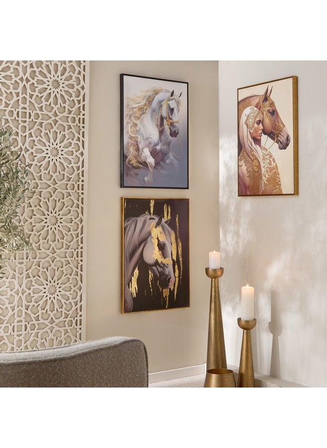 Iqra Samra Lady With Horse Framed Canvas Wall Art 70 X 2.8 X 50 Cm