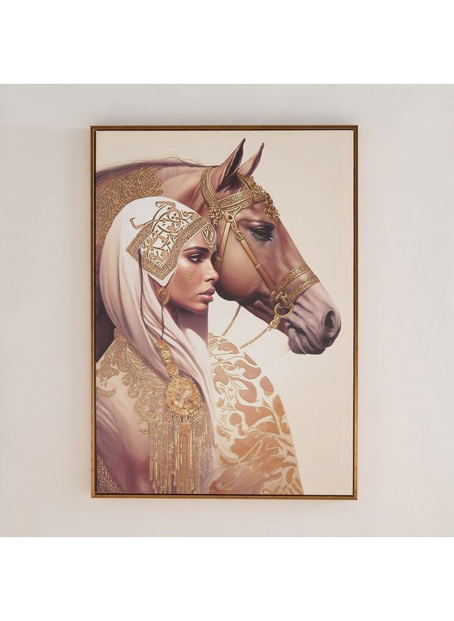 Iqra Samra Lady With Horse Framed Canvas Wall Art 70 X 2.8 X 50 Cm
