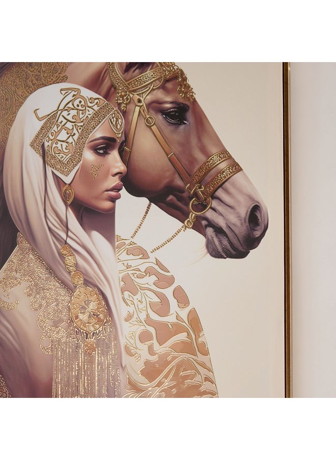 Iqra Samra Lady With Horse Framed Canvas Wall Art 70 X 2.8 X 50 Cm
