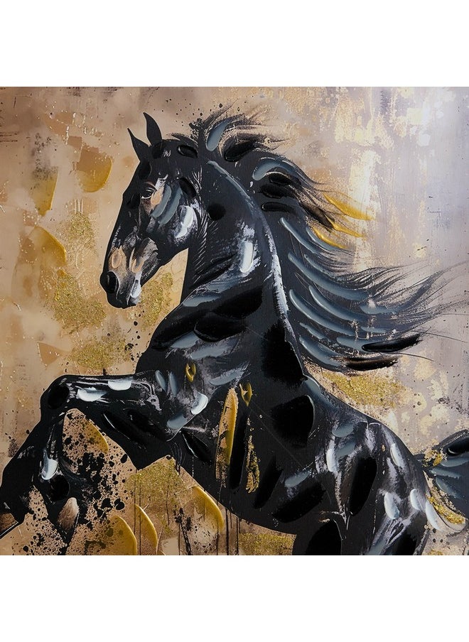 Nairobi Rearing Horse Foil Hand Painting Wall Art 90 X 2.5 X 60 Cm