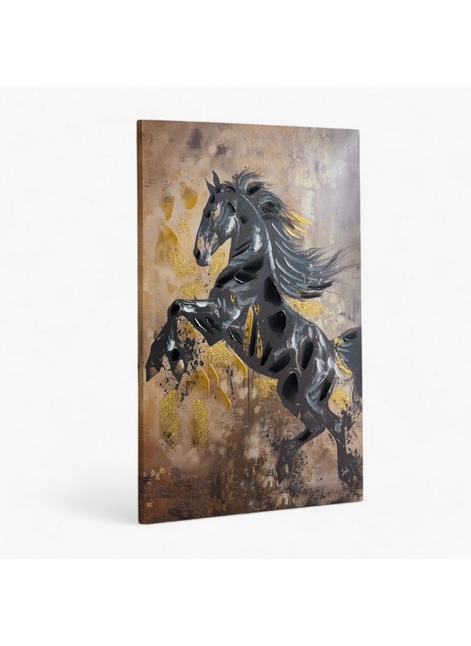 Nairobi Rearing Horse Foil Hand Painting Wall Art 90 X 2.5 X 60 Cm