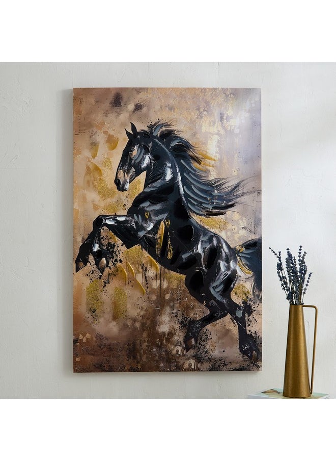 Nairobi Rearing Horse Foil Hand Painting Wall Art 90 X 2.5 X 60 Cm