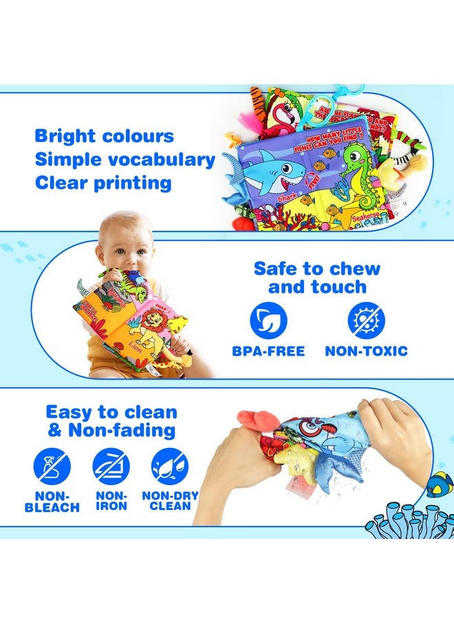 Soft Baby Books For 0-18 Month Olds - 2Pcs Crinkle Cloth Books With Forest & Ocean Themes, Tummy Time Toys For Infants, Sensory Books For Babies, Ideal Christmas