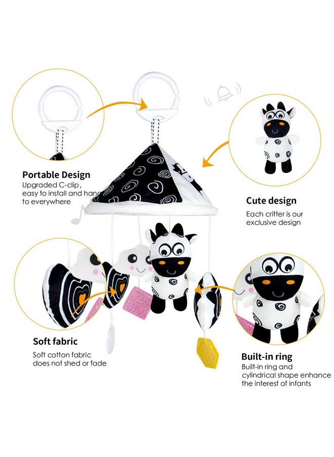 Hanging Baby Toys High Contrast Patterns For Recognition Visual Development With Rattles And Teether Suitable For Hanging On Baby Crib And Car For 0-18 Months (13.8In, Cow)