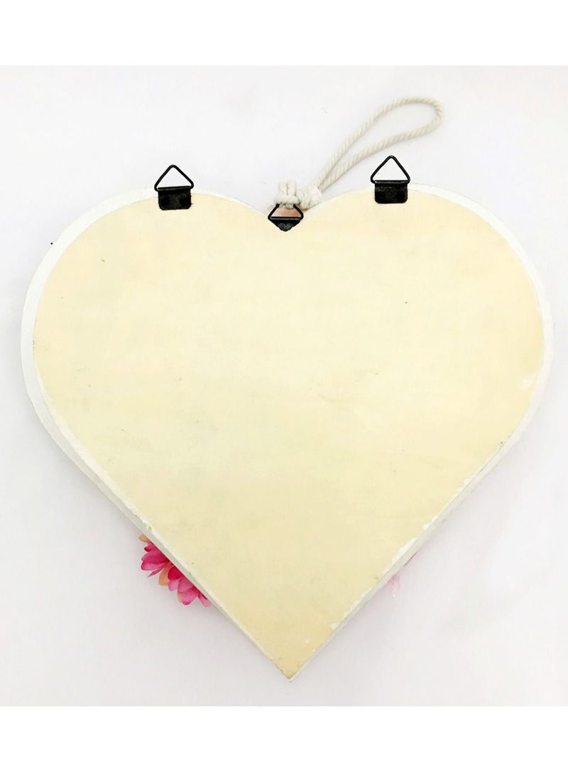 Heart-Shaped Hanging Floral Heart on Wooden Base for Home Décor 30CM