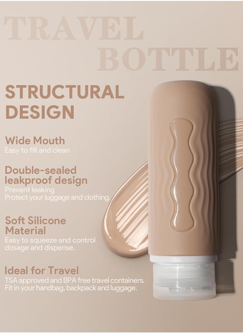 Yinke Travel Silicone Bottles for Toiletries, TSA Approved 3oz Travel Size Containers and BPA Free Leak Proof Silicone Squeezable, Refillable Travel Accessories for Shampoo Conditioner Lotion(4 Pack)