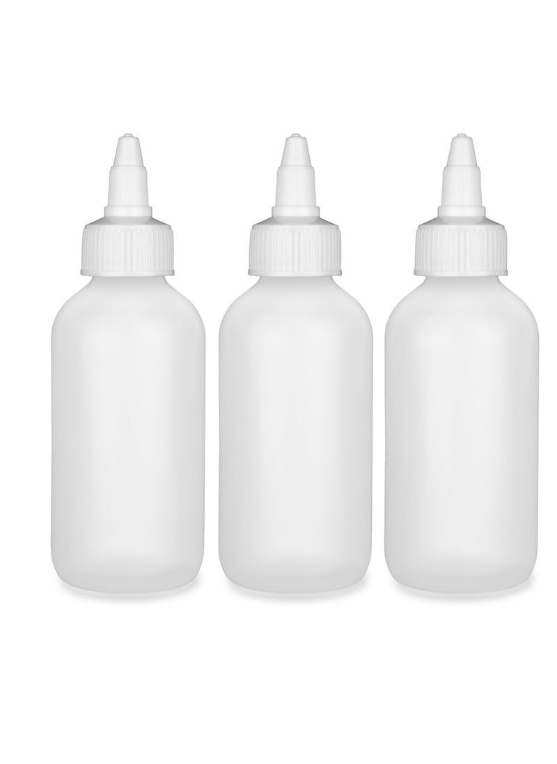 BRIGHTFROM Twist Top Applicator Bottles, Squeeze 4 OZ Empty Plastic Bottles, Refillable, Open/Close Nozzle - Leak Proof, Multi Purpose - 3 PACK