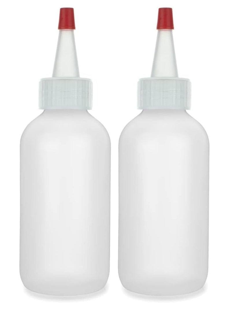 BRIGHTFROM Squeeze Hair Color Applicator Bottles with Red Top Cap, 4 OZ Empty Plastic Containers, Refillable, Leak Proof - Open/Close Nozzle - Multi Purpose/Coloring (Pack of 2)