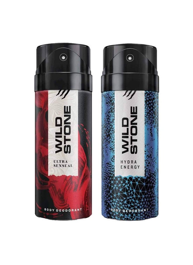 Ultra Sensual And Hydra Energy Deodorants For Men, Pack Of 2 (150Ml Each)