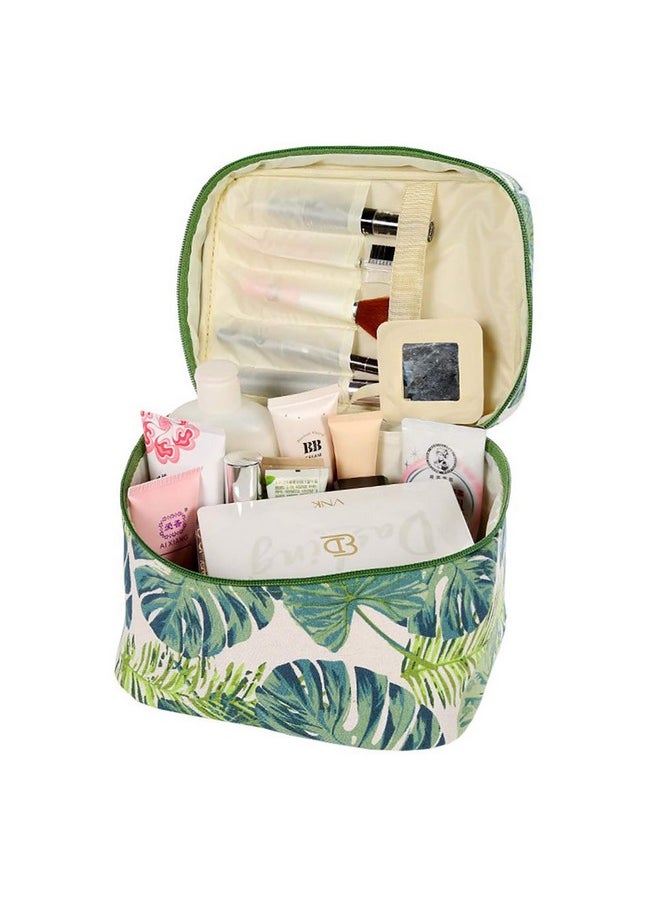 House of Quirk Makeup Bag Tropical Canvas Cosmetic Bags Travel Toiletries Storage Pouch Clutch Purse for Women (Birch Pack of 4 ABCD)