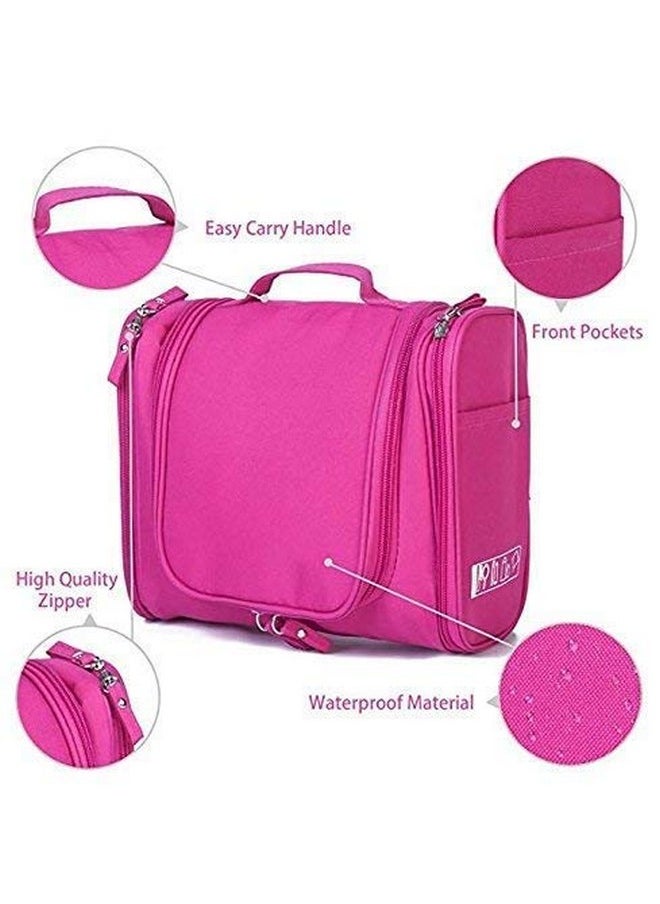 PETRICE Toiletry Bag for Women Makeup Pouch Waterproof Shower Wash Bag Cosmetic Organizer Case Travel Kit Pack with Hook (Pink) 9.1 x 4.1 x 8.1 cm
