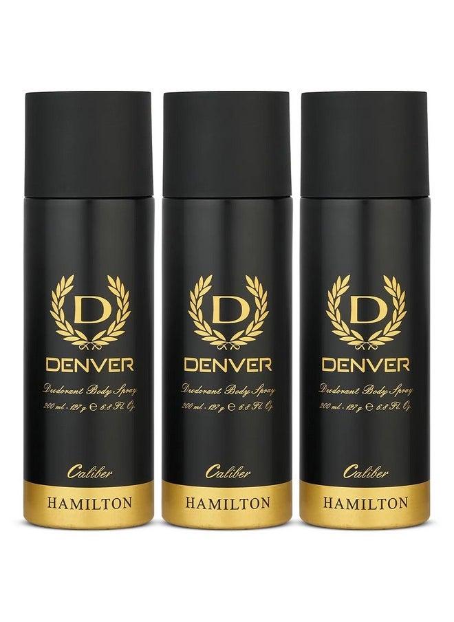 DENVER Hamilton Caliber Deodorant Body Spray - 165ML Each (Pack of 3) | Long Lasting Deodorant for Men