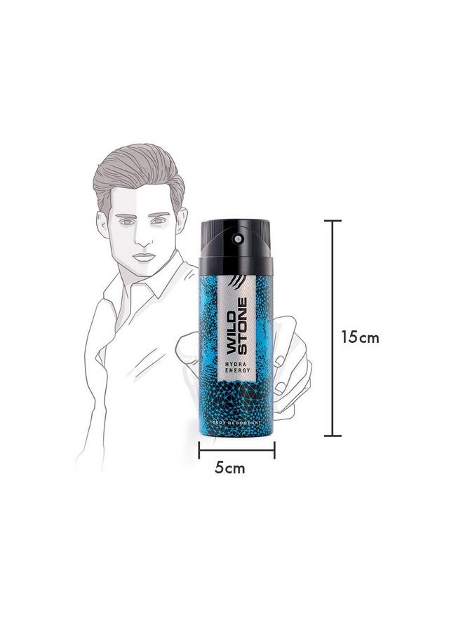 Wild Stone Hydra Energy Deodorants for Men, Long Lasting Men Body Spray, Pack of 3 (150ml each)