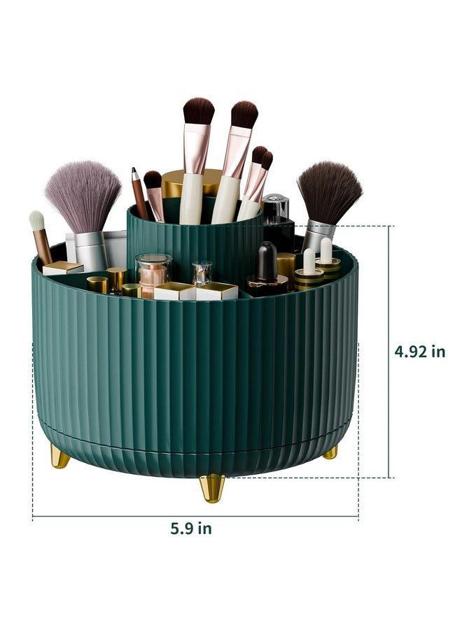 INKULTURE 360° Rotating Makeup Brush Holder Organizer | Organizers Countertop Organization Skincare Storage For Vanity, Desktop, Bathroom Green, Pack Of 01, Cosmetics