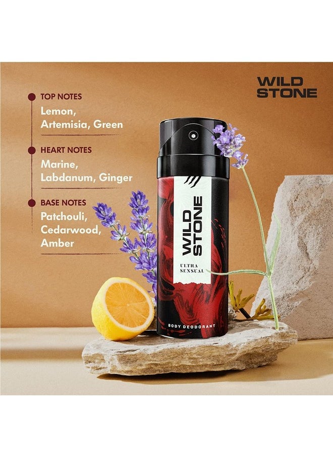 Wild Stone Ultra Sensual Long Lasting Spray Deodorant For Men, Pack Of 2 (225Ml Each)