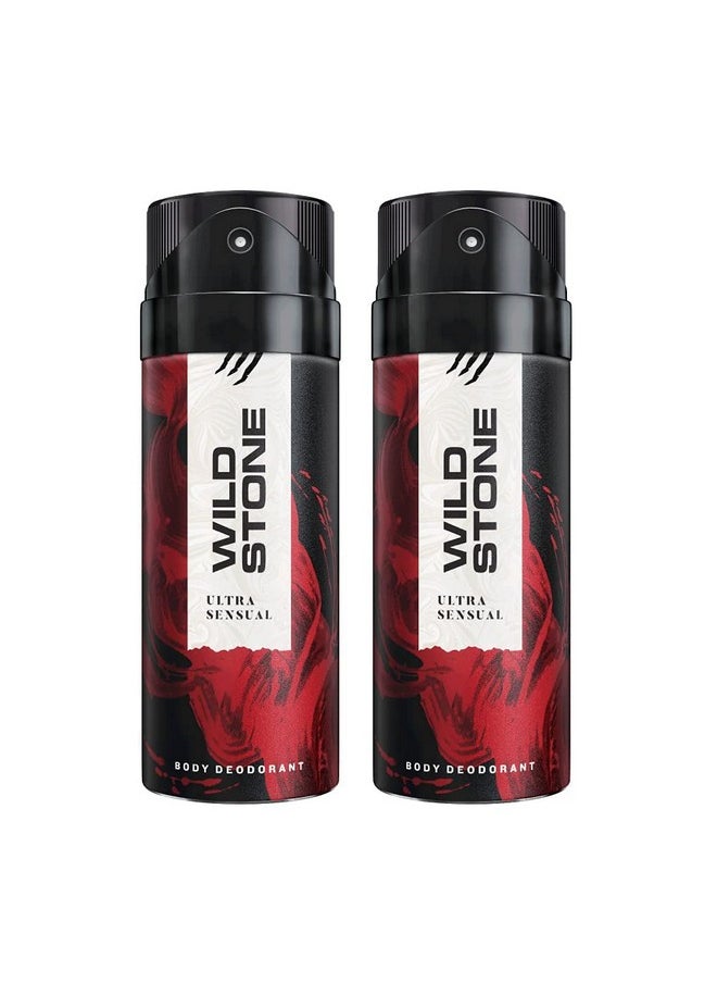 Wild Stone Ultra Sensual Long Lasting Spray Deodorant For Men, Pack Of 2 (225Ml Each)