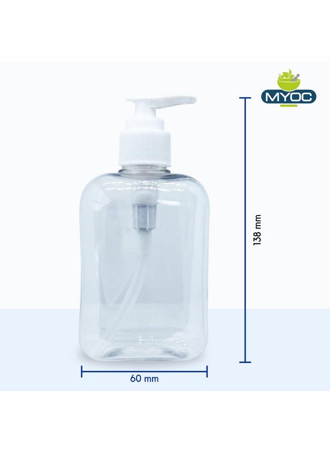 MYOC White Transparent Pump Bottles Soap Dispenser Storage Container Refillable & Reusable Portable Container for Sanitizer Lotion, Shampoo Oil, 250ml (Pack of 12)