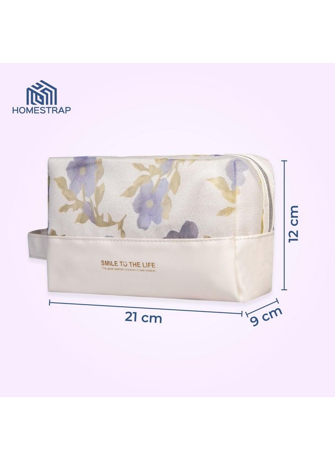 HomeStrap Blossom Bag, Multipurpose Cosmetic Organizer, Makeup Kit Travel Pouch Bag For Women & Toiletry Bag, Purple - 12 Cm, Pack Of 1