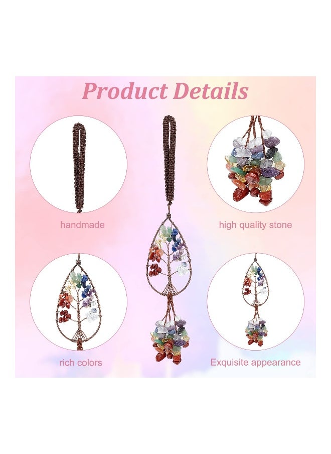 3Pcs Hanging Ornaments Decor, 3 style Healing Crystals Tree of Life 7 Chakras Car Hanging Accessories Home Decor Meditation Ornaments