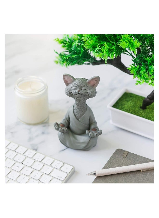1pc Whimsical Cat Figure Meditation Yoga Happy Cat Collection Home Decor Ornament