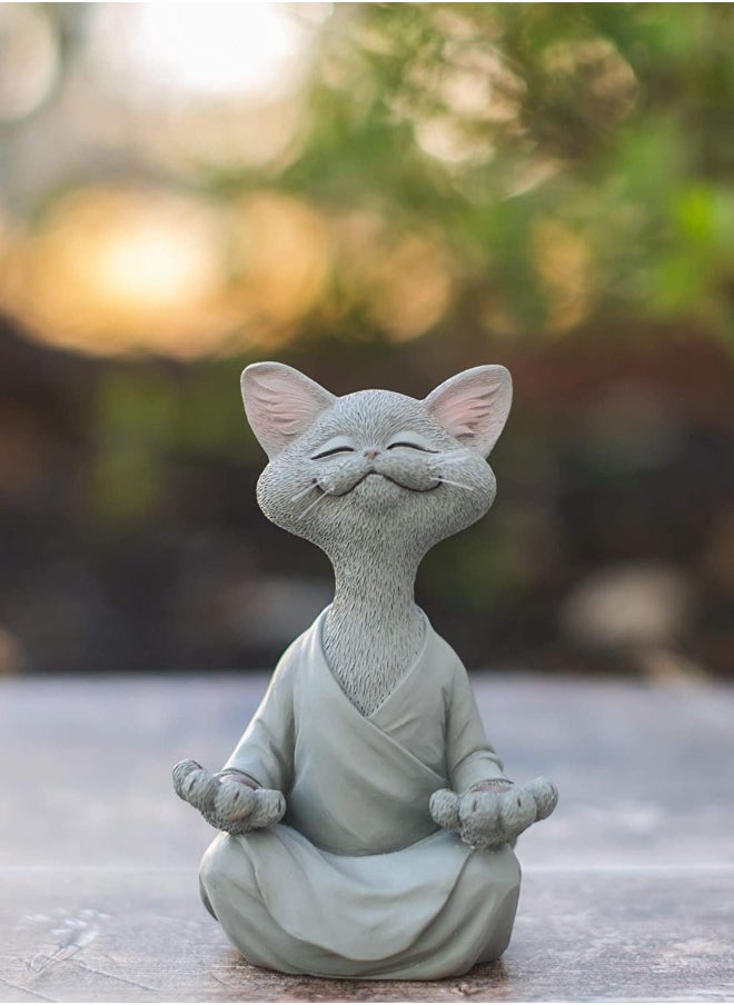 1pc Whimsical Cat Figure Meditation Yoga Happy Cat Collection Home Decor Ornament