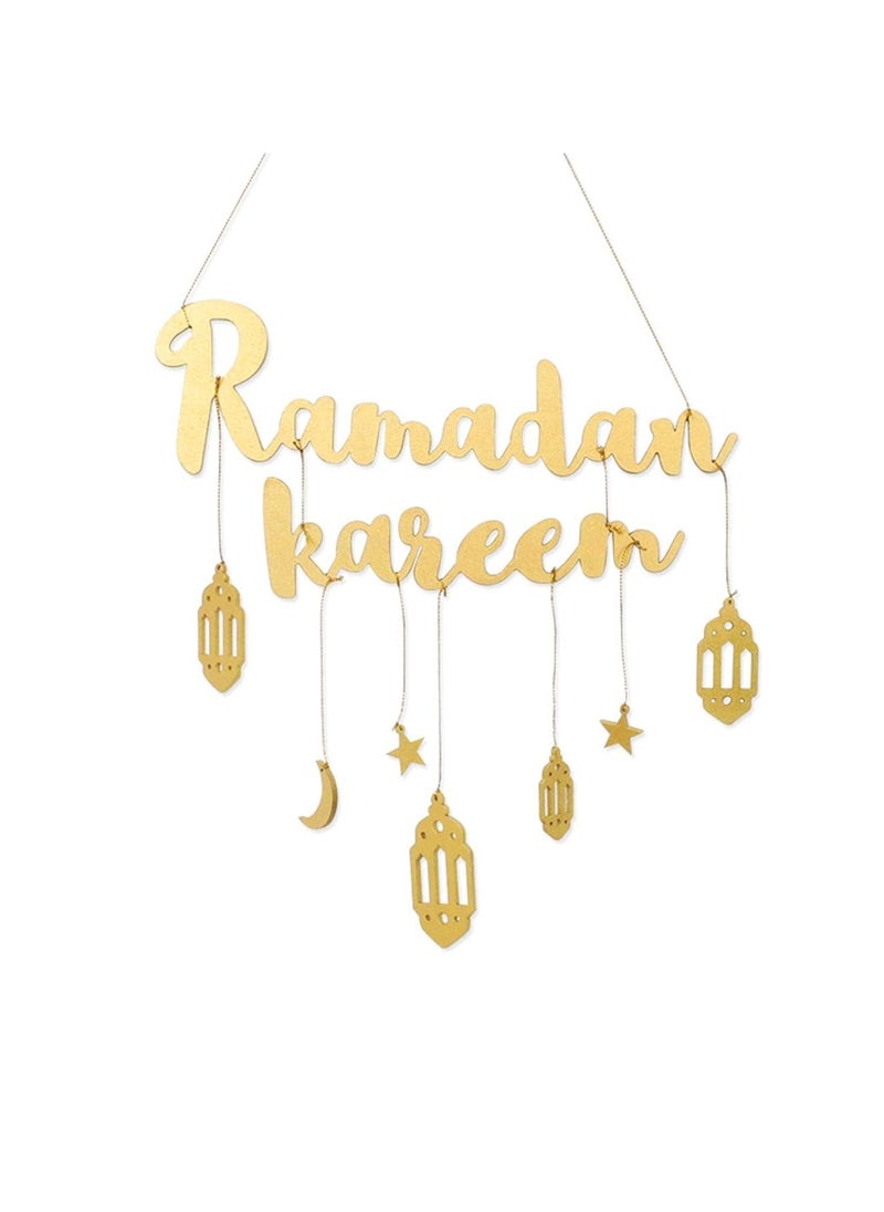 Ramadan Mubarak Banner, No DIY Required Muslim Ramadan Party Supplies Decorations, Blue Eid Celebration Decoration For Muslim, Ramadan Kareem Fireplace DecorationMoon decoration