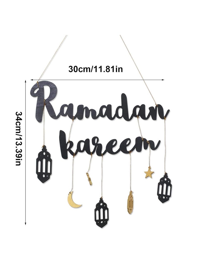 Ramadan Mubarak Banner, No DIY Required Muslim Ramadan Party Supplies Decorations, Blue Eid Celebration Decoration For Muslim, Ramadan Kareem Fireplace DecorationMoon decoration