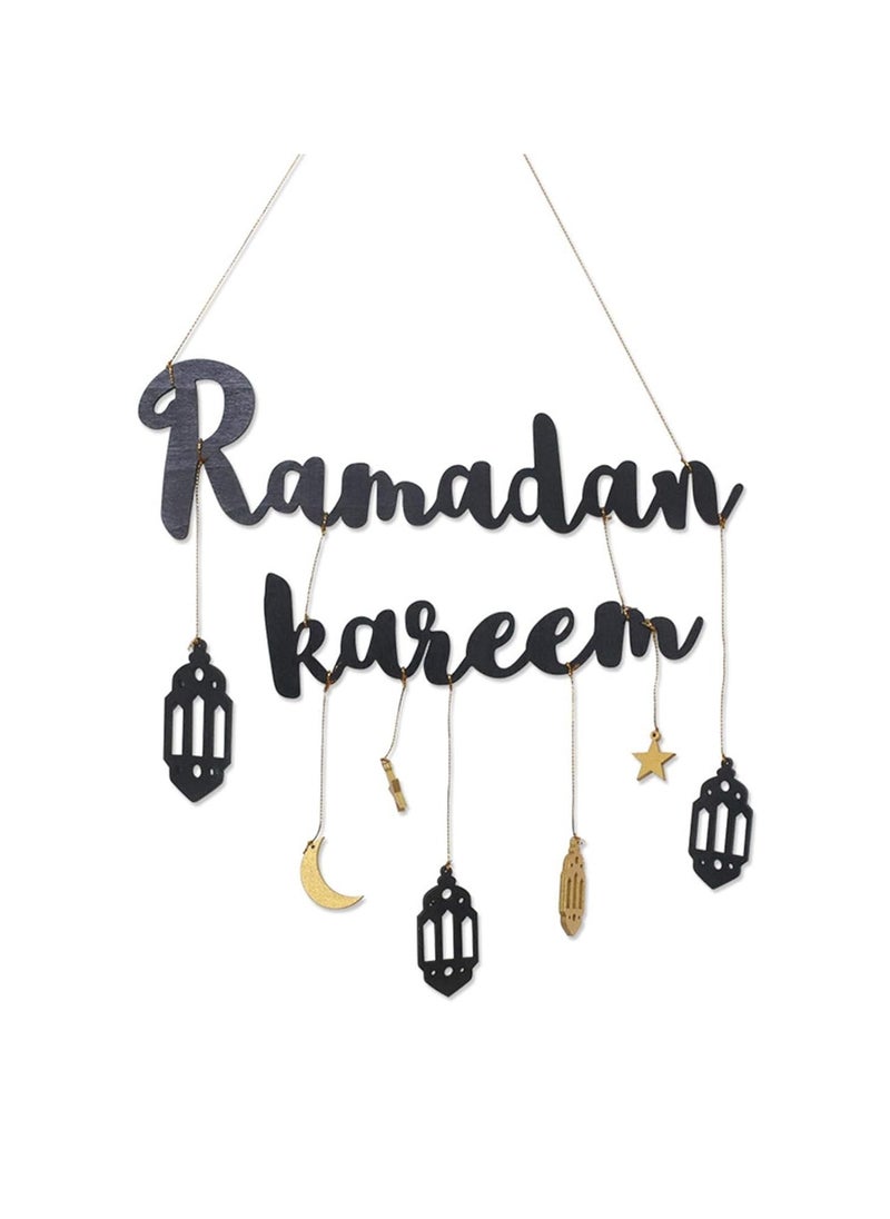 Ramadan Mubarak Banner, No DIY Required Muslim Ramadan Party Supplies Decorations, Blue Eid Celebration Decoration For Muslim, Ramadan Kareem Fireplace DecorationMoon decoration