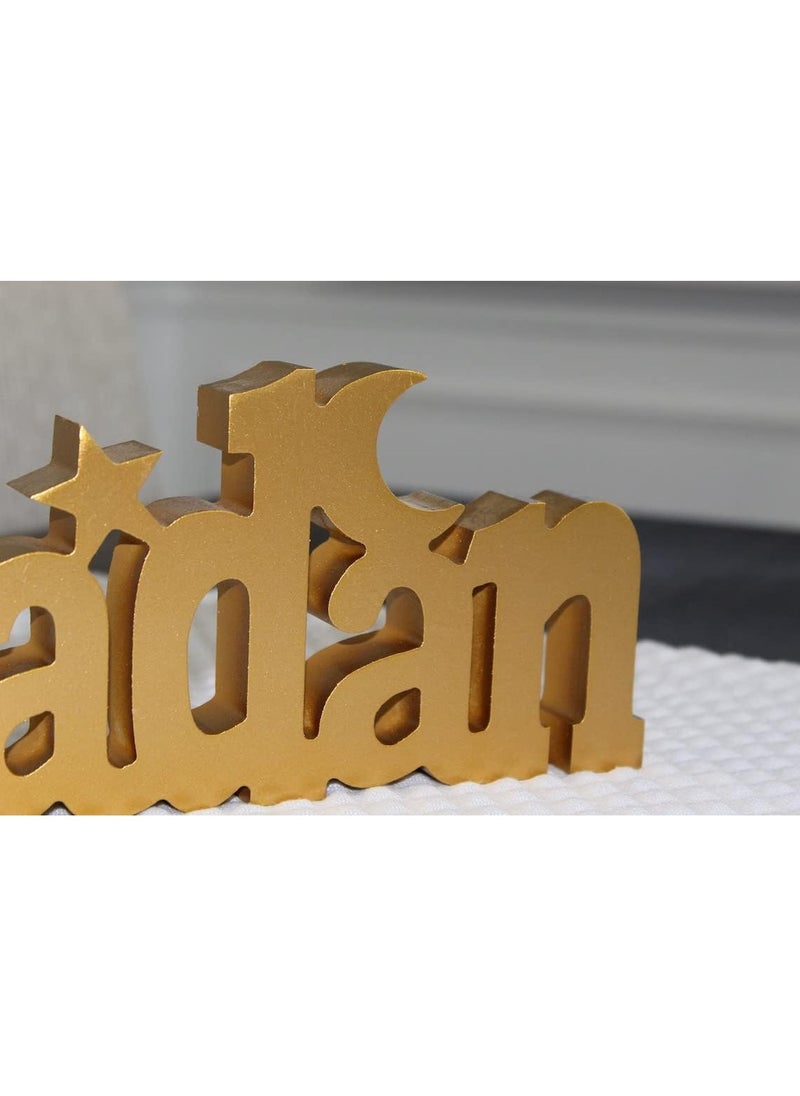 HIGHLAND Ramadan Mubarak Tabletop Decorations - Ramadan Mubarak Sign Wooden Ornament Table Décor - Ramadan Decorations for Home – Ramadan Kareem Decorations