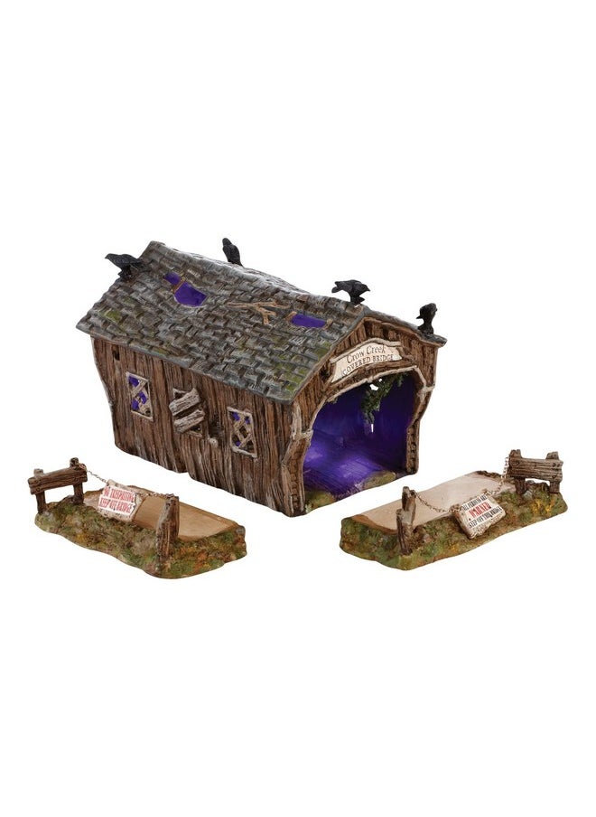 Department 56 Accessories for Villages Halloween Crow Creek Covered Bridge Accessory Figurine, 4.72 inch